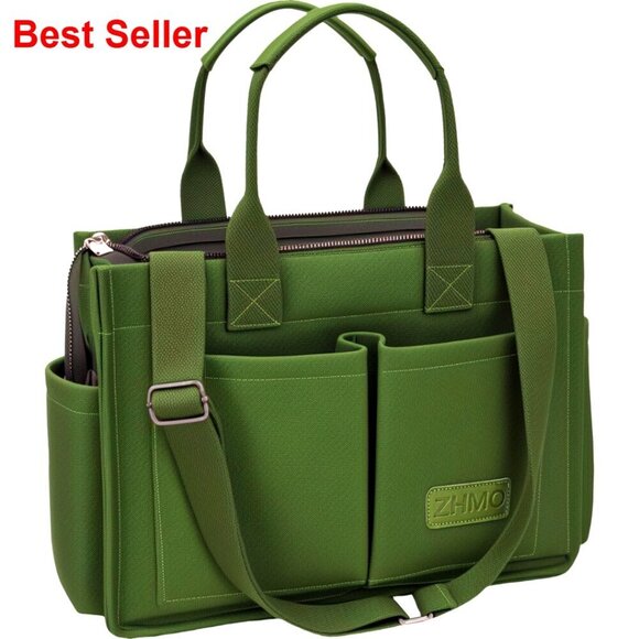 Handbags - Large Canvas Tote Bag with Laptop Compartment for Work Travel